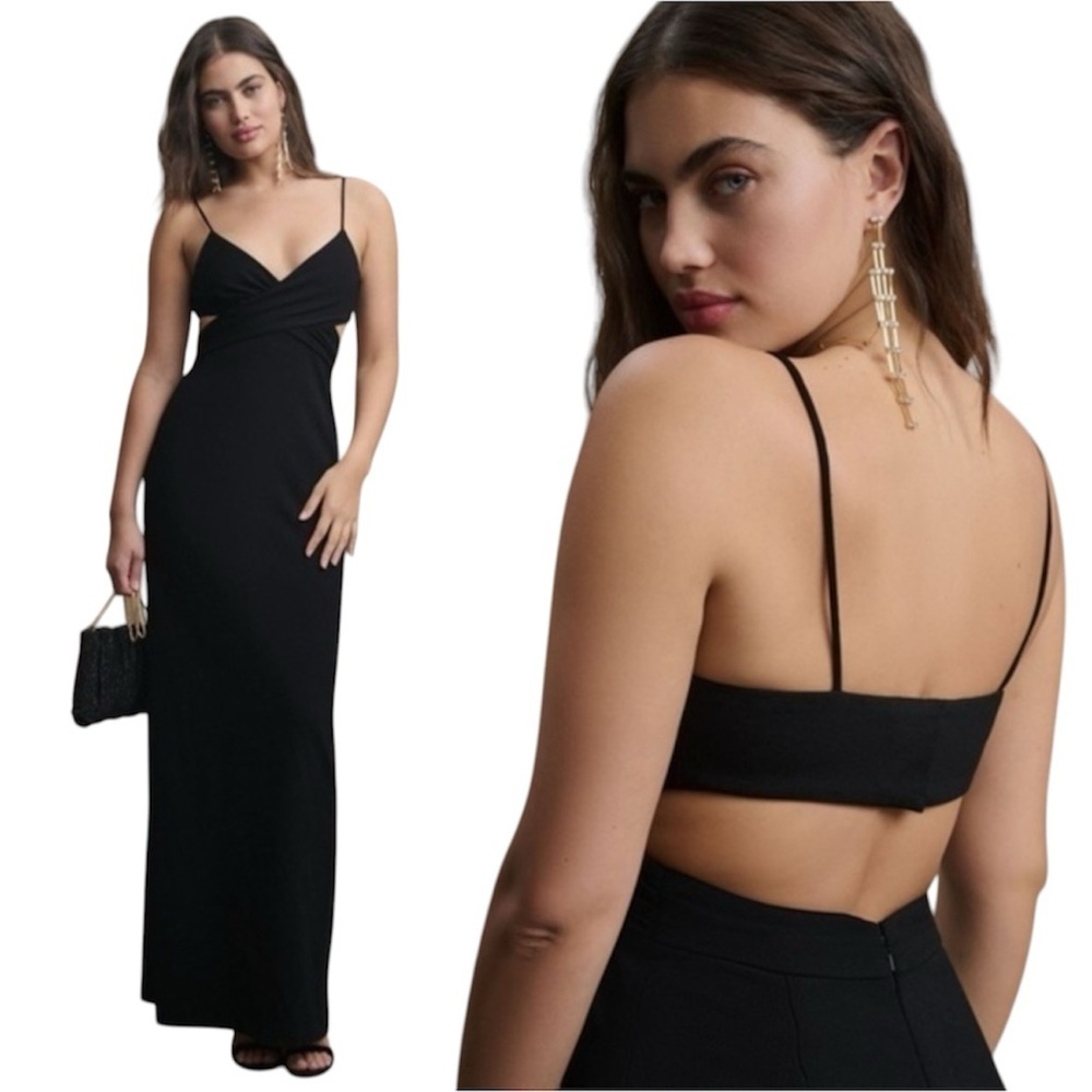 BHLDN Side Cut Out Backless Black Dress 0029
